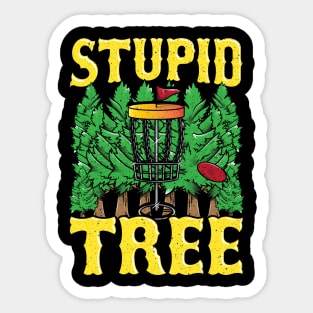 Stupid Tree Disc Golf Gifts Funny Frisbee Golf Tee Golfing Sticker